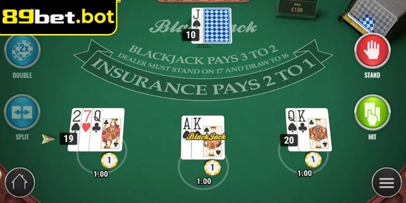 Blackjack 89Bet – Game So Bài Đầy Kịch Tính Tại Nhà Cái 1 Cảm giác thách thức trí tuệ và ăn điểm tại Blackjack 89Bet