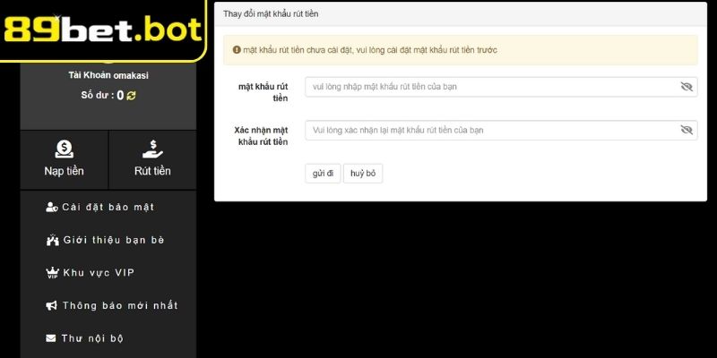 Nạp Rút Tiền 89bet 3 Từng bước rút tiền