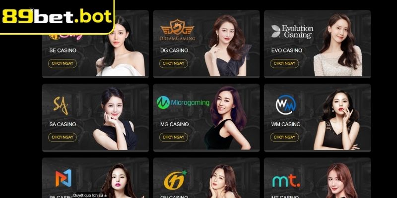 Sảnh Casino Online 89Bet Với Trải Nghiệm Cược Như Thật 1 Nhiều nhà phát hành quy tụ tại sảnh Casino online 89Bet